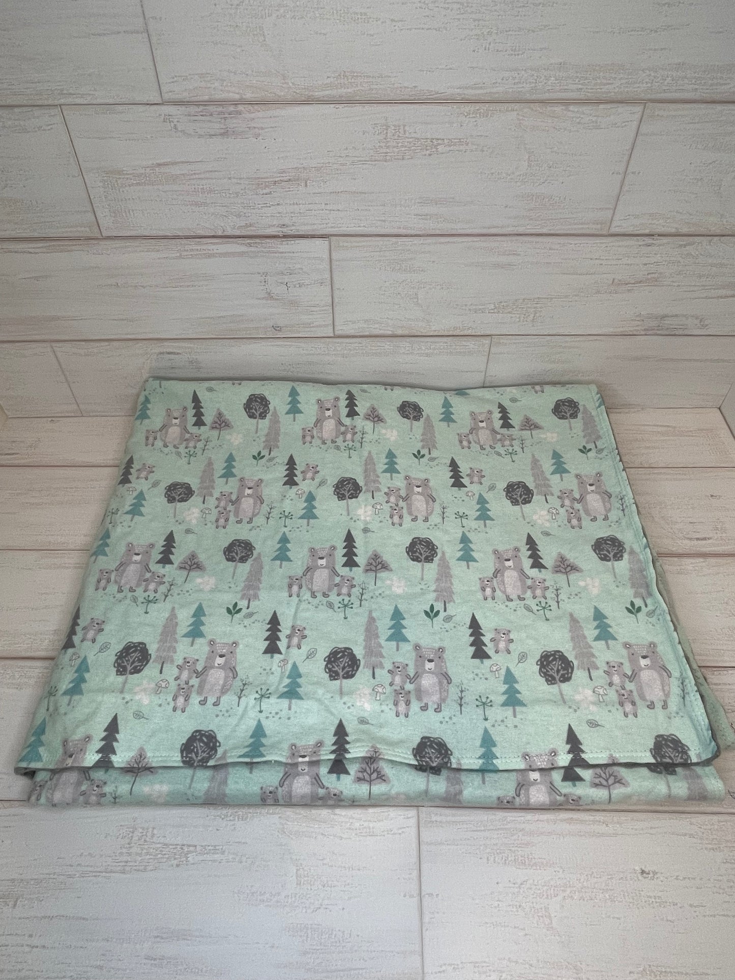 Mint Woodlands Minky Blanket 37" x 45"