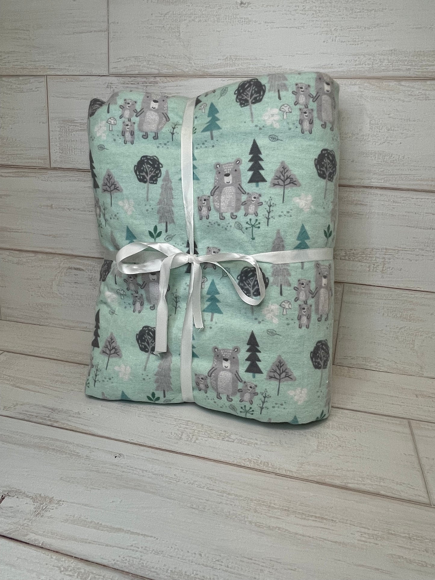 Mint Woodlands Minky Blanket 37" x 45"