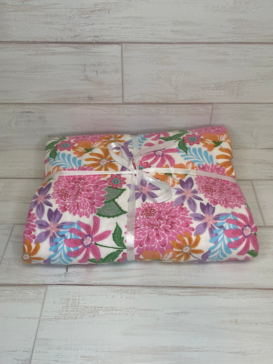 Floral with Pink Minky Blanket 39" x 46"