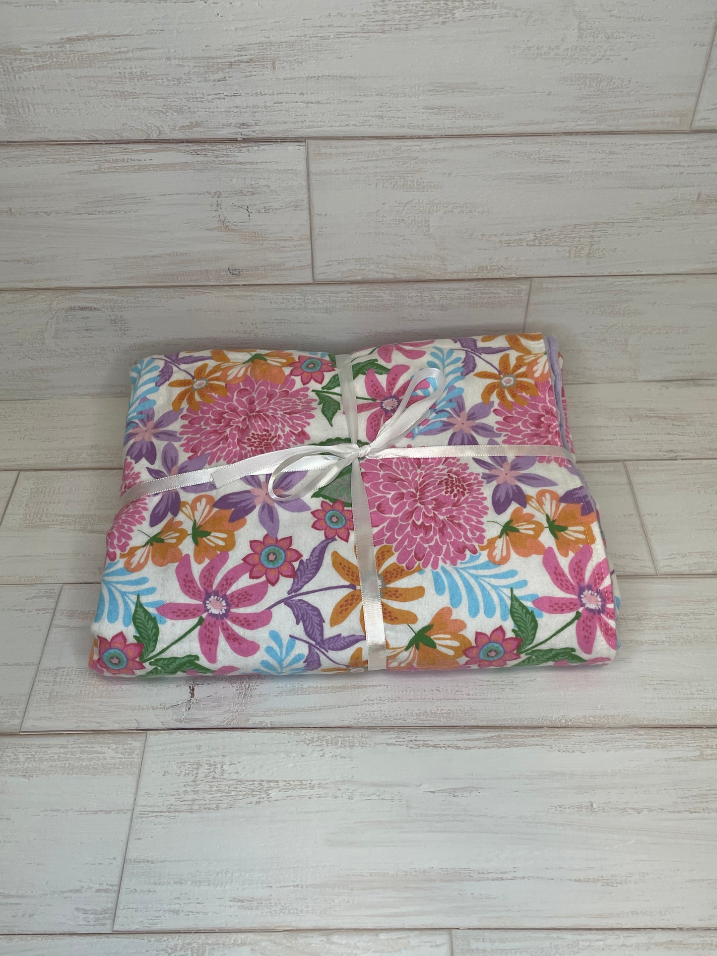 Floral with Purple Minky Blanket 39" x 45"