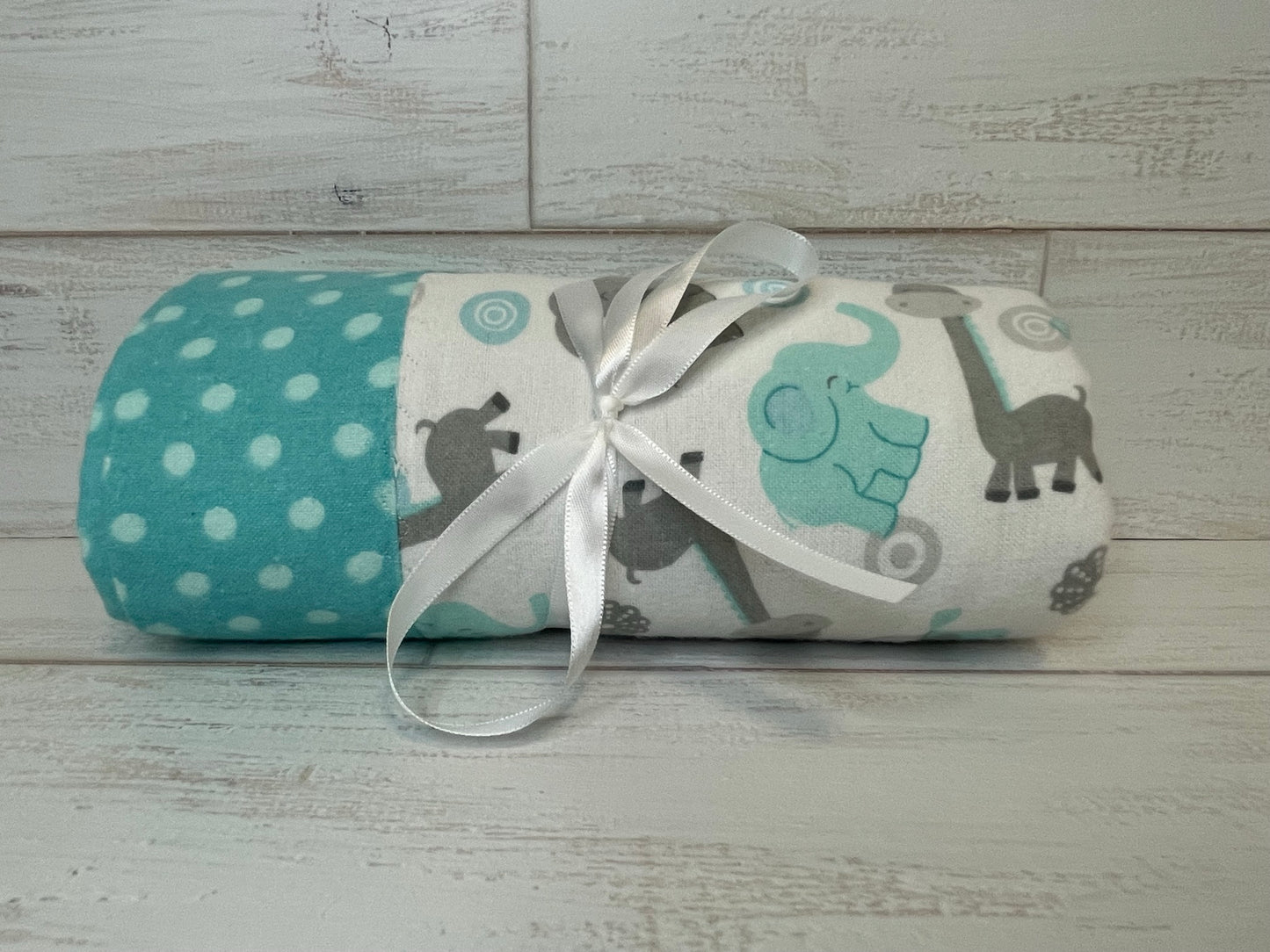 Giraffes & Elephants with Dots Swaddle Blanket